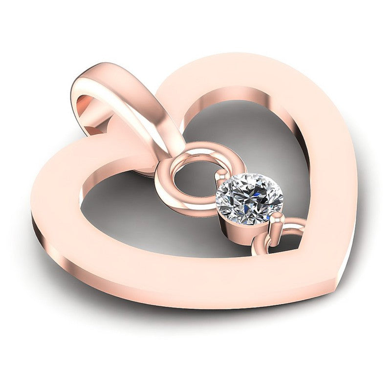 Round Diamonds 0.10CT Heart Pendant in 18KT Yellow Gold