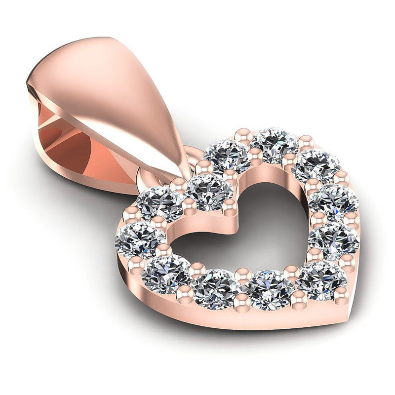 Round Diamonds 0.15CT Heart Pendant in 18KT Yellow Gold