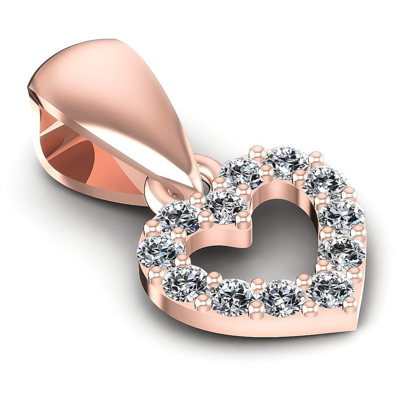 Round Diamonds 0.10CT Heart Pendant in 18KT Yellow Gold