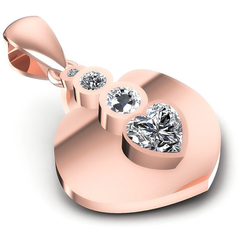 Round and Heart Diamonds 0.45CT Heart Pendant in 18KT Yellow Gold