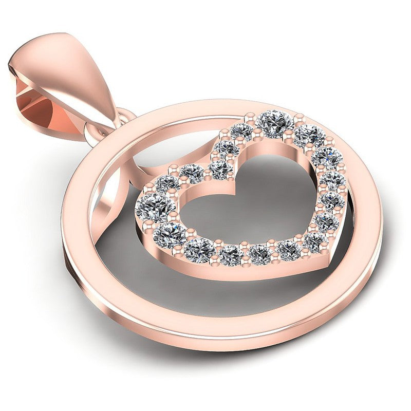 Round Diamonds 0.20CT Heart Pendant in 18KT Yellow Gold
