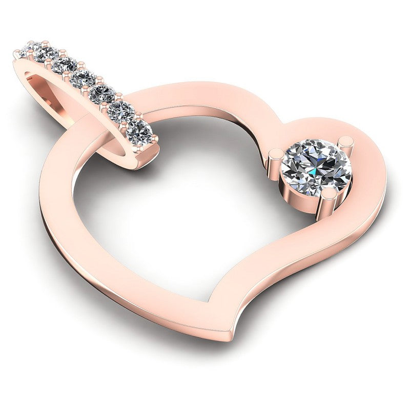 Round Diamonds 0.40CT Heart Pendant in 18KT Yellow Gold