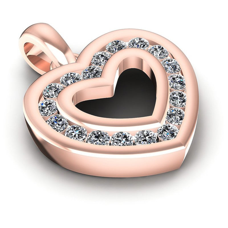 Round Diamonds 0.20CT Heart Pendant in 18KT Yellow Gold