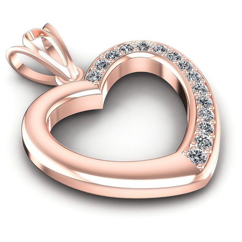 Round Diamonds 0.25CT Heart Pendant in 18KT Yellow Gold