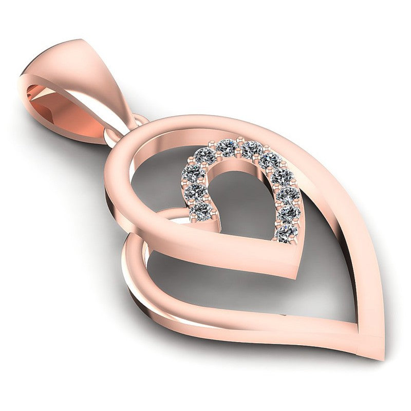 Round Diamonds 0.10CT Heart Pendant in 18KT Yellow Gold