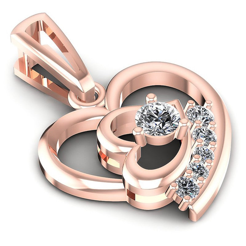 Round Diamonds 0.25CT Heart Pendant in 18KT Yellow Gold