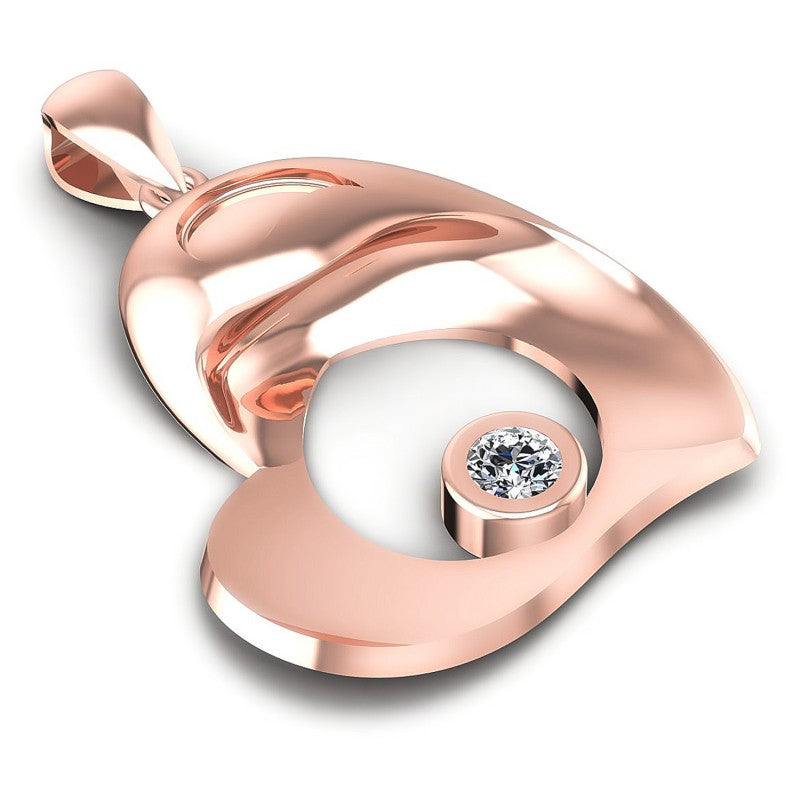 Round Diamonds 0.10CT Heart Pendant in 18KT Yellow Gold