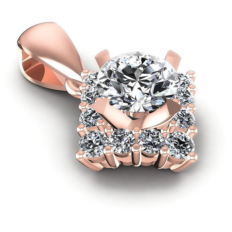 Round Diamonds 0.55CT Halo Pendant in 18KT Yellow Gold