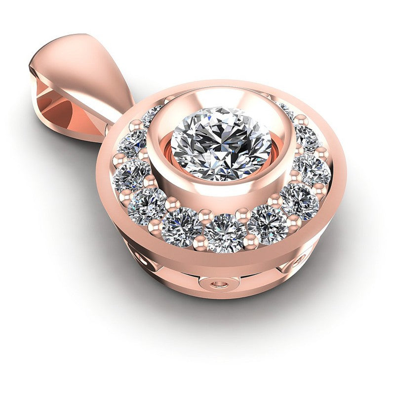 Round Diamonds 0.50CT Halo Pendant in 18KT Yellow Gold