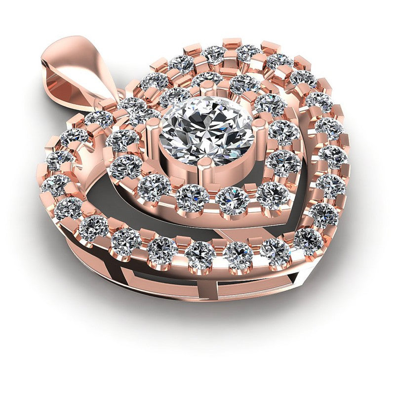 Round Diamonds 1.60CT Heart Pendant in 18KT Yellow Gold