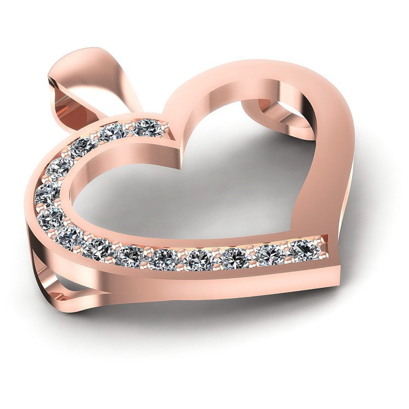 Round Diamonds 0.25CT Heart Pendant in 18KT Yellow Gold
