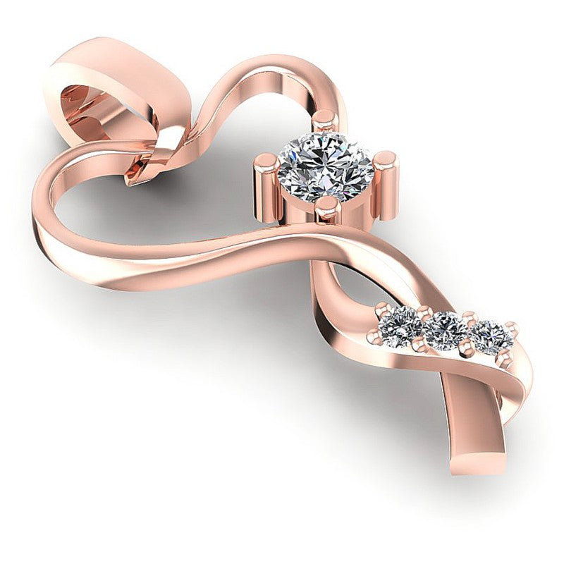 Round Diamonds 0.35CT Heart Pendant in 18KT Yellow Gold