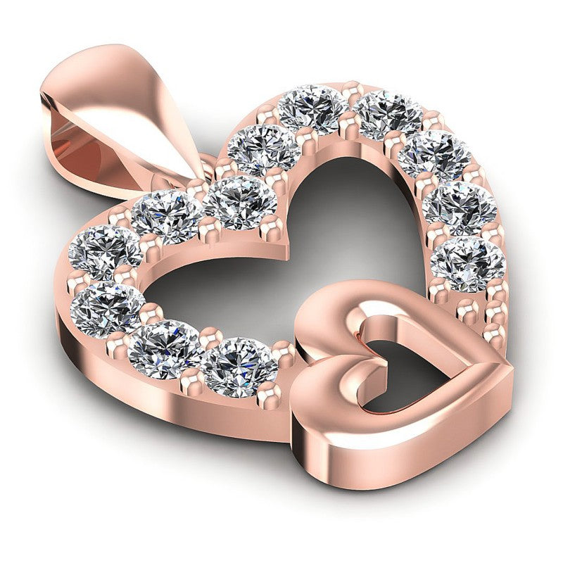 Round Diamonds 0.45CT Heart Pendant in 18KT Yellow Gold
