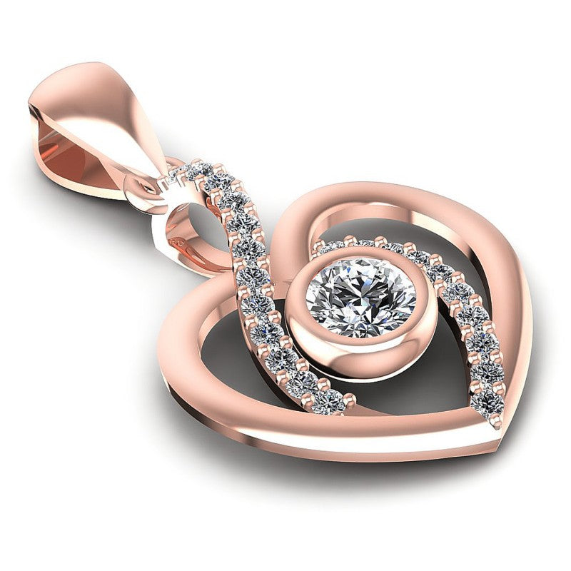 Round Diamonds 0.35CT Heart Pendant in 18KT Yellow Gold
