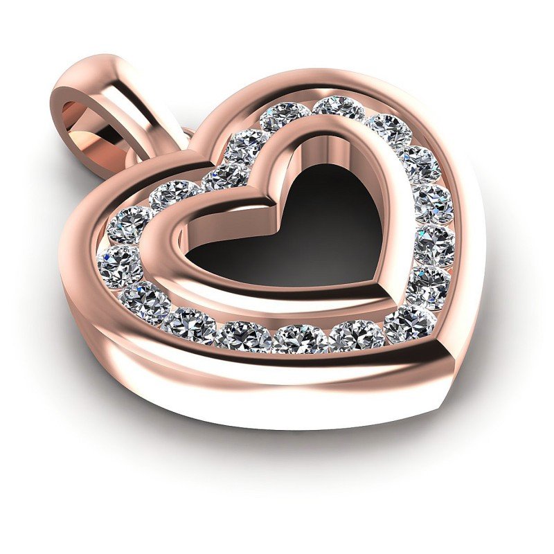 Round Diamonds 0.25CT Heart Pendant in 18KT Yellow Gold