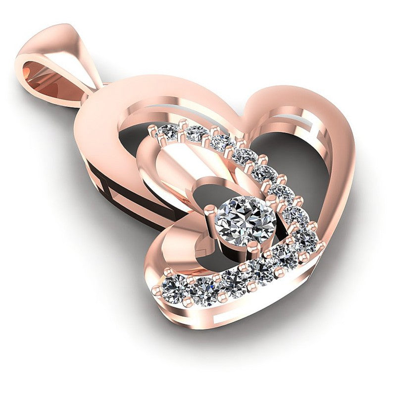 Round Diamonds 0.45CT Heart Pendant in 18KT Yellow Gold