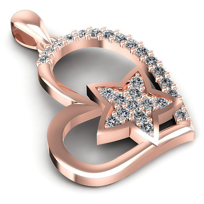 Round Diamonds 0.25CT Heart Pendant in 18KT Yellow Gold