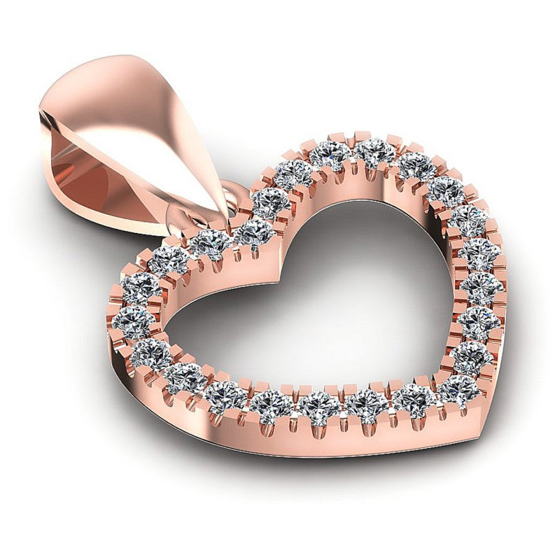 Round Diamonds 0.15CT Heart Pendant in 18KT Yellow Gold
