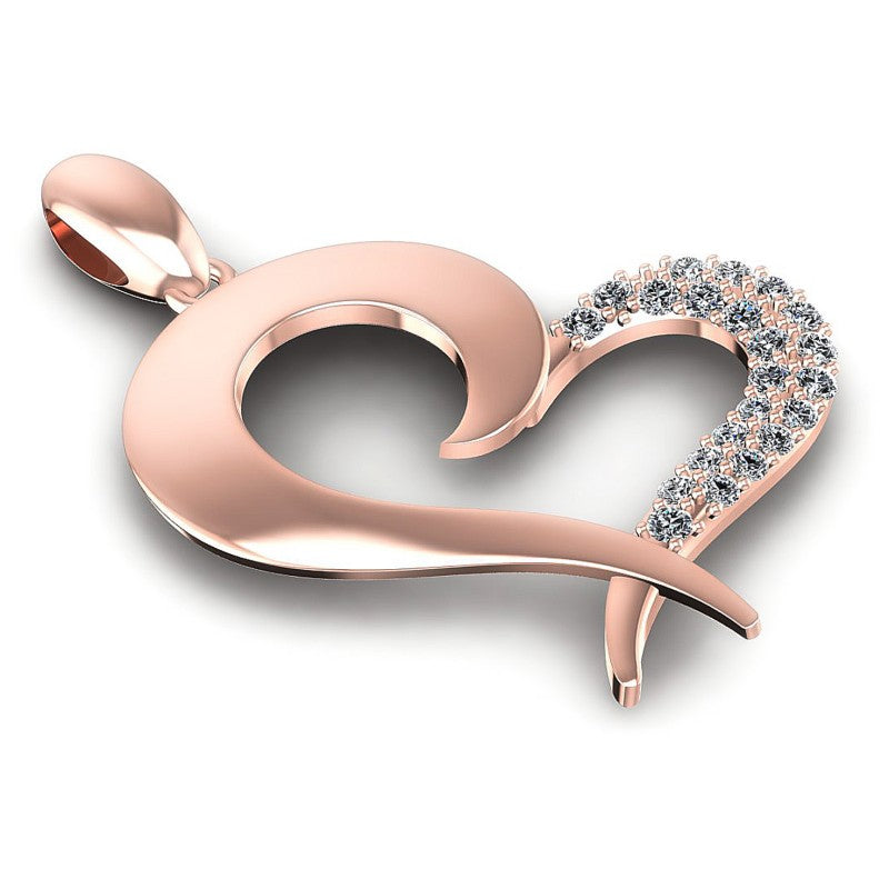 Round Diamonds 0.20CT Heart Pendant in 18KT Yellow Gold
