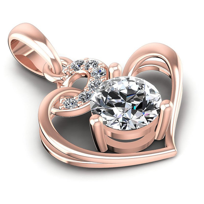 Round Diamonds 0.55CT Heart Pendant in 18KT Yellow Gold