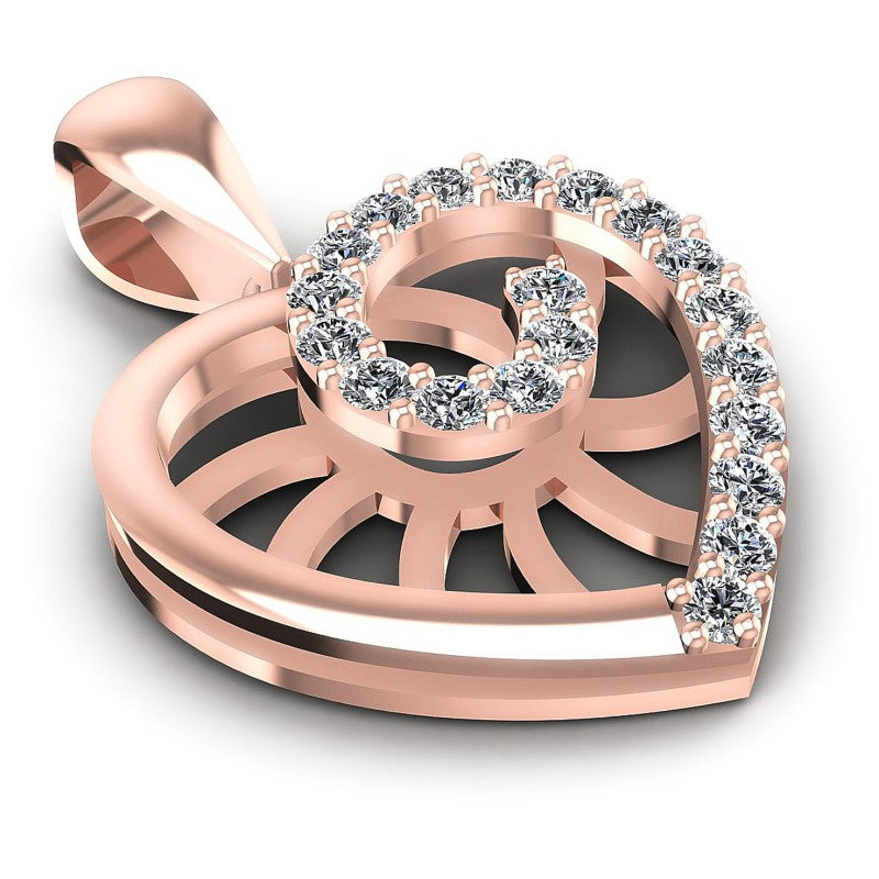 Round Diamonds 0.50CT Heart Pendant in 18KT Yellow Gold