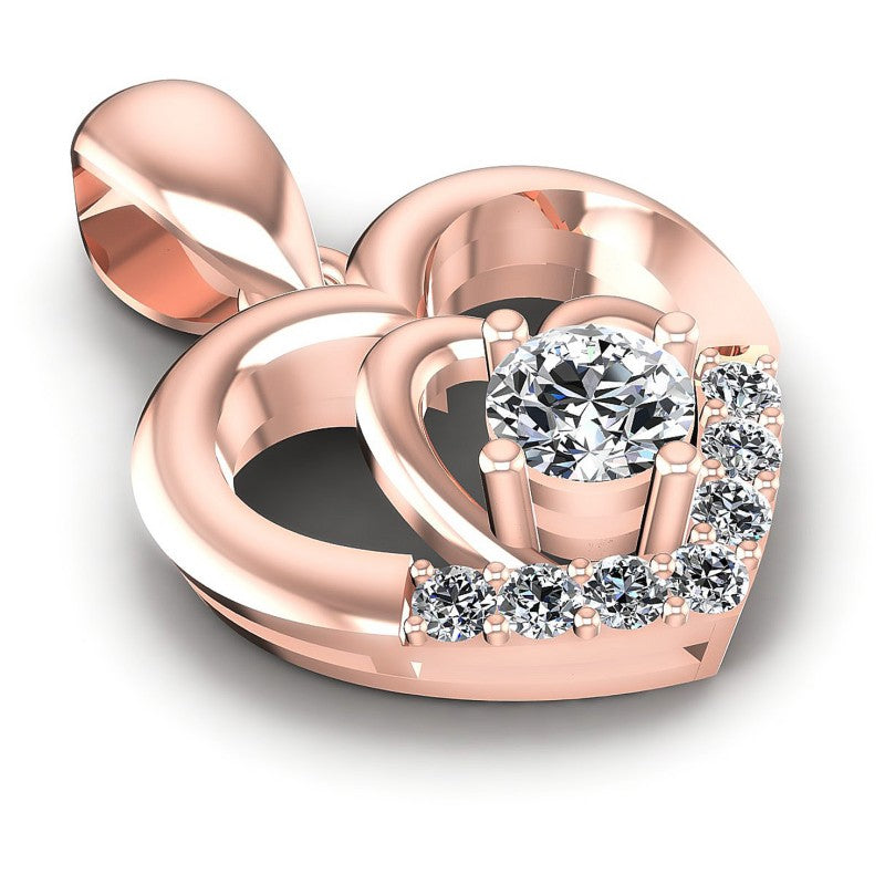 Round Diamonds 0.30CT Heart Pendant in 18KT Yellow Gold