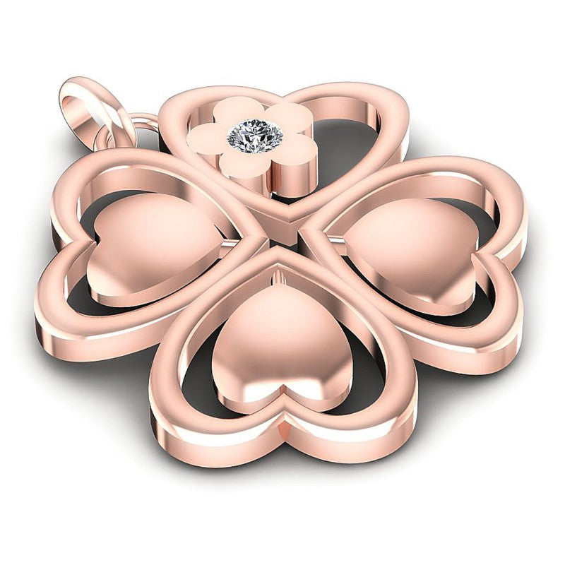 Round Diamonds 0.05CT Heart Pendant in 18KT Yellow Gold