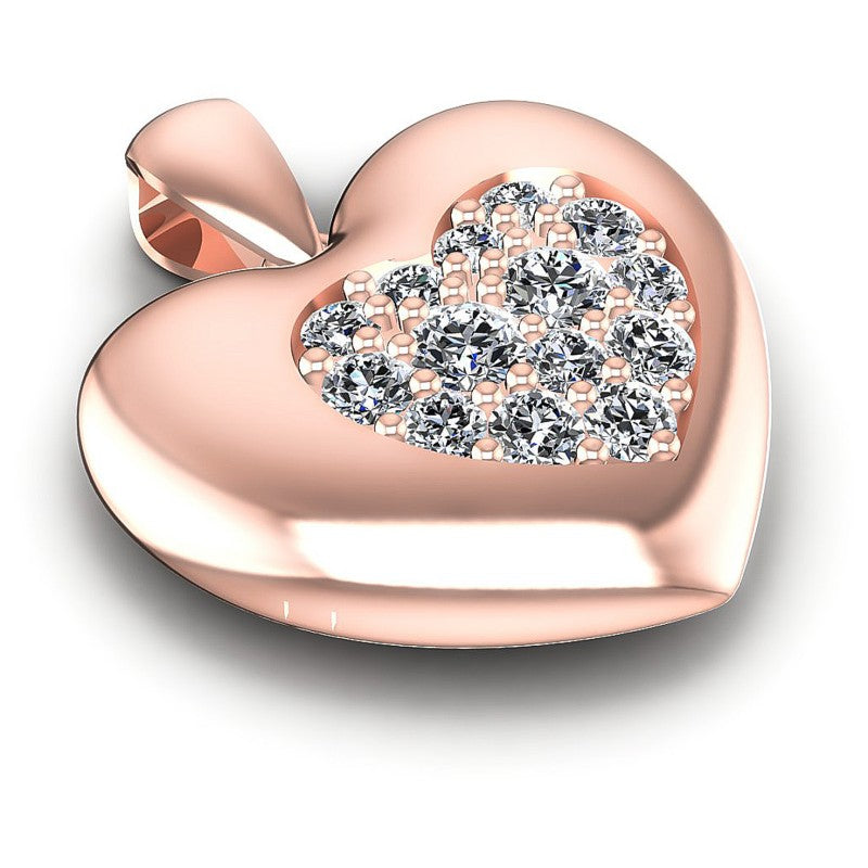 Round Diamonds 0.45CT Heart Pendant in 18KT Yellow Gold