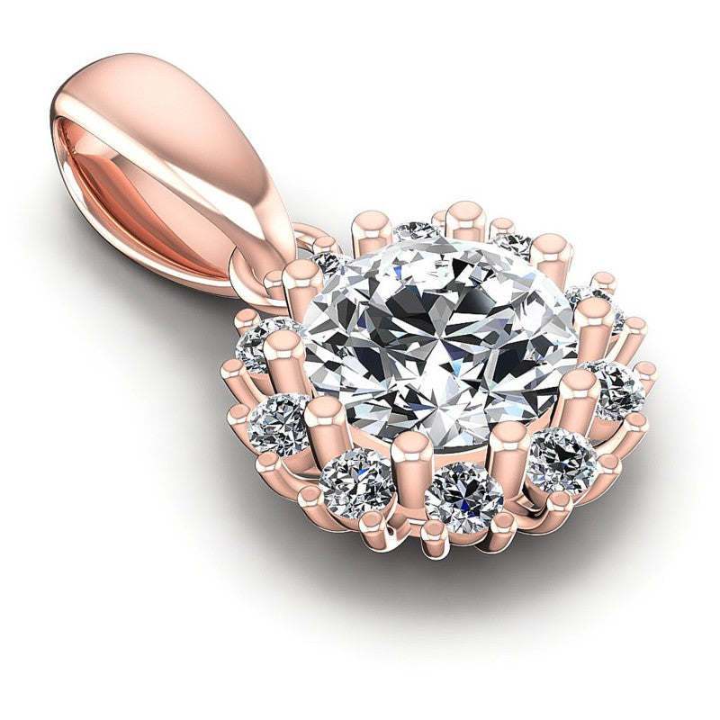 Round Diamonds 0.65CT Halo Pendant in 18KT Yellow Gold