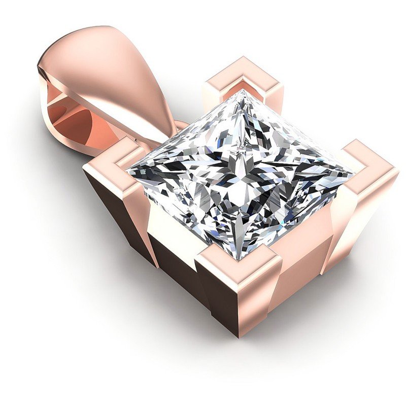 Princess Diamonds 0.35CT Solitaire Pendant in 18KT Yellow Gold