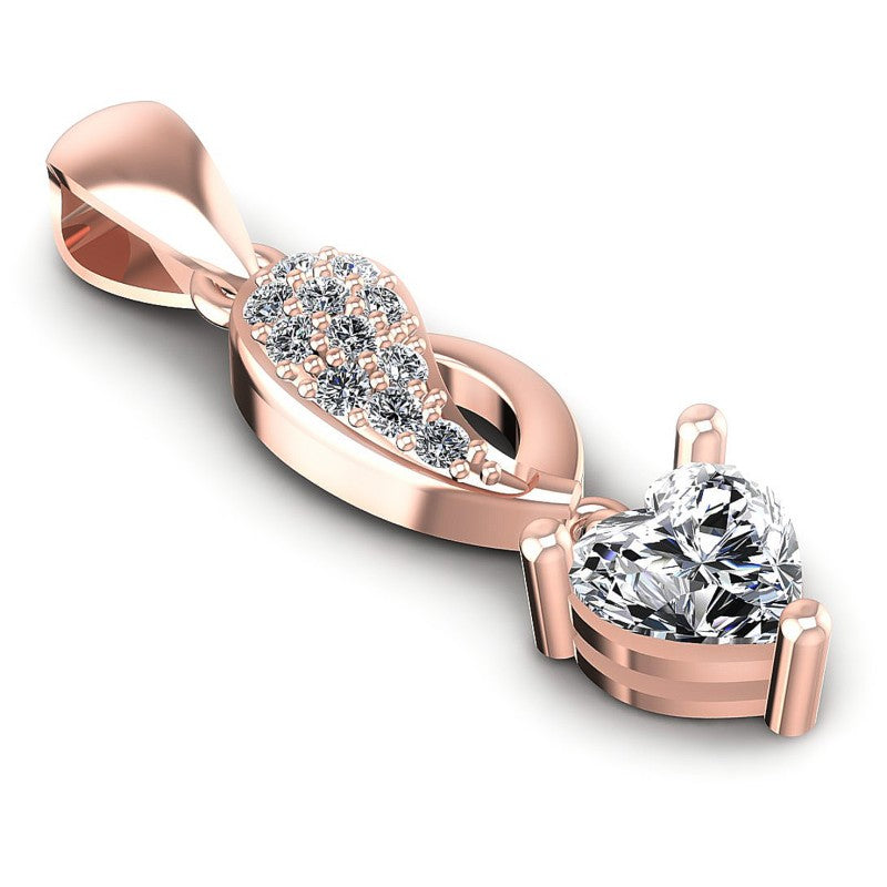 Round and Heart Diamonds 0.55CT Fashion Pendant in 18KT Yellow Gold