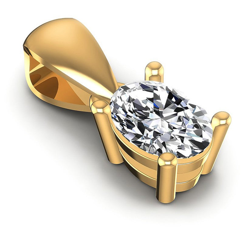 Oval Diamonds 0.35CT Solitaire Pendant in 14KT Yellow Gold