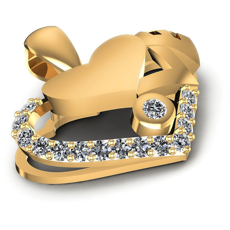 Round Diamonds 0.25CT Heart Pendant in 14KT Yellow Gold