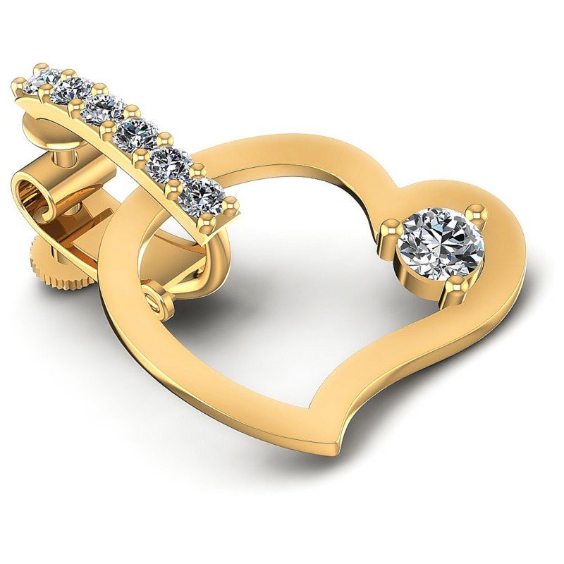 Round Diamonds 0.20CT Heart Pendant in 14KT Yellow Gold