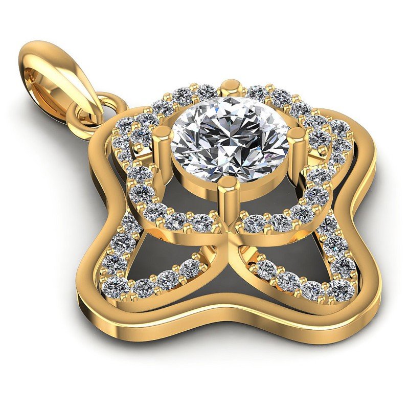 Round Diamonds 1.20CT Fashion Pendant in 14KT Yellow Gold