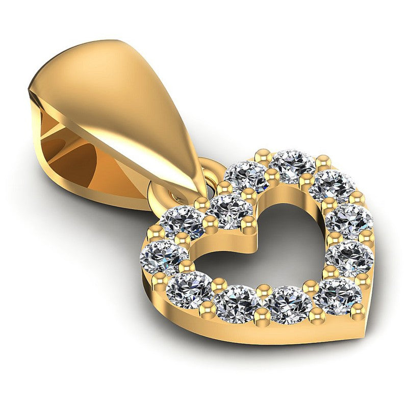 Round Diamonds 0.10CT Heart Pendant in 14KT Yellow Gold