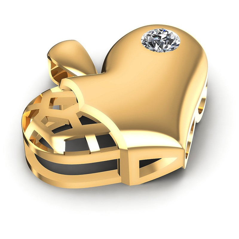 Round Diamonds 0.20CT Heart Pendant in 14KT Yellow Gold