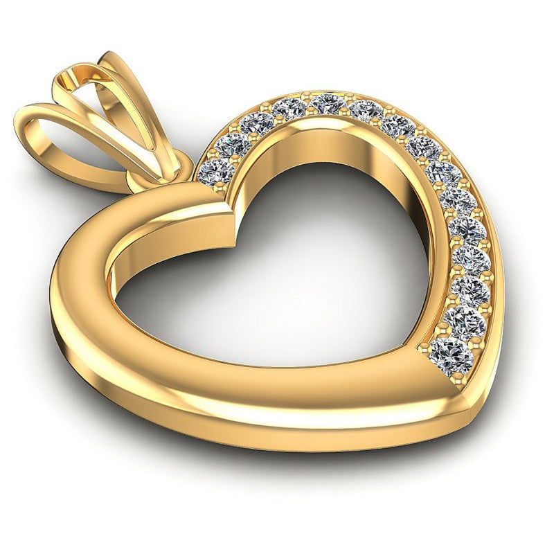 Round Diamonds 0.25CT Heart Pendant in 14KT Yellow Gold