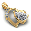 Round and Pear Diamonds 1.00CT Heart Pendant in 14KT Yellow Gold