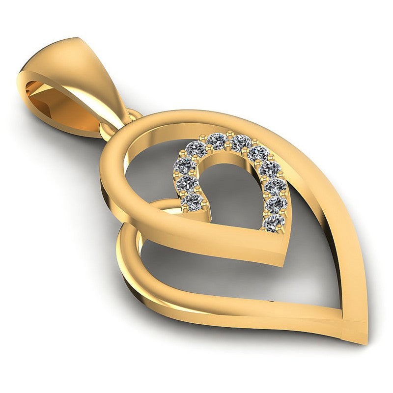 Round Diamonds 0.10CT Heart Pendant in 14KT Yellow Gold