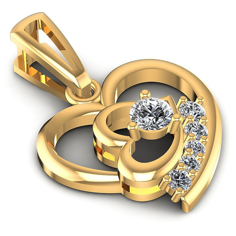 Round Diamonds 0.25CT Heart Pendant in 14KT Yellow Gold
