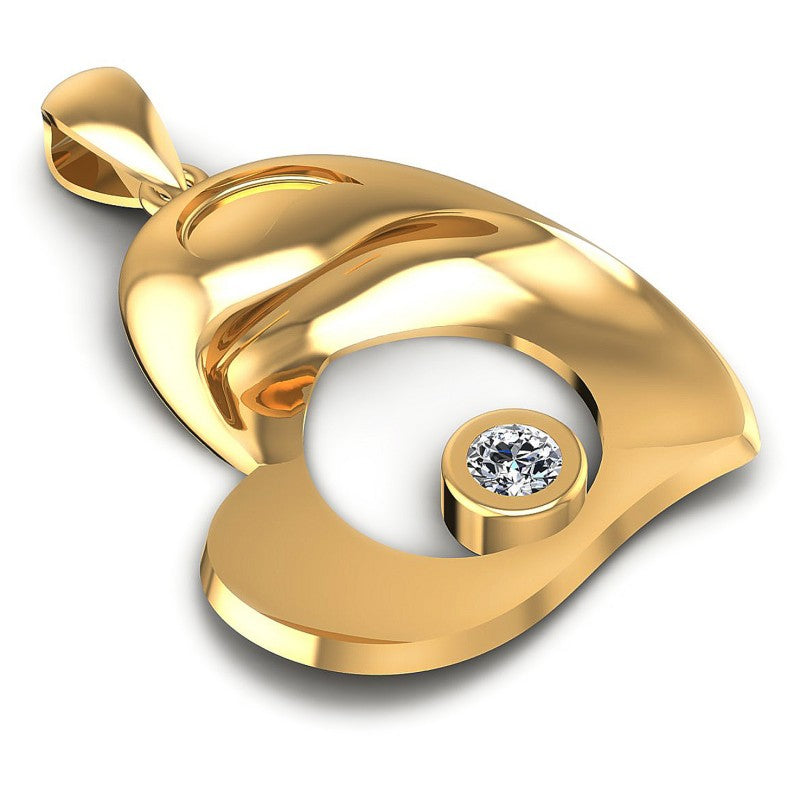 Round Diamonds 0.10CT Heart Pendant in 14KT Yellow Gold