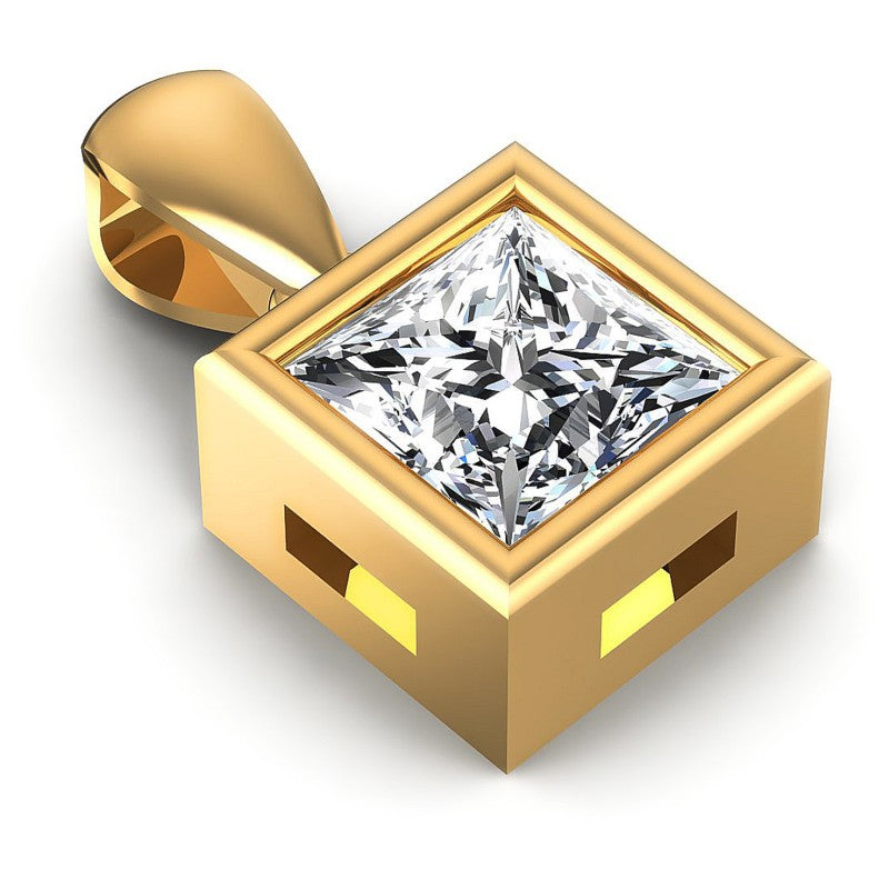 Princess Diamonds 0.35CT Solitaire Pendant in 14KT Yellow Gold