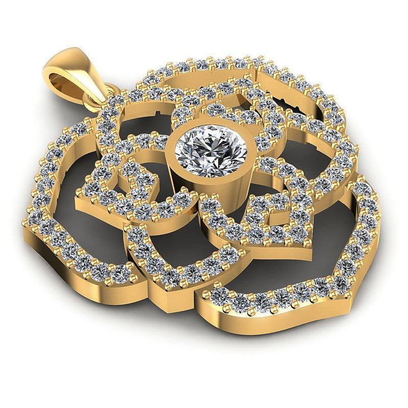 Round Diamonds 1.55CT Fashion Pendant in 14KT Yellow Gold