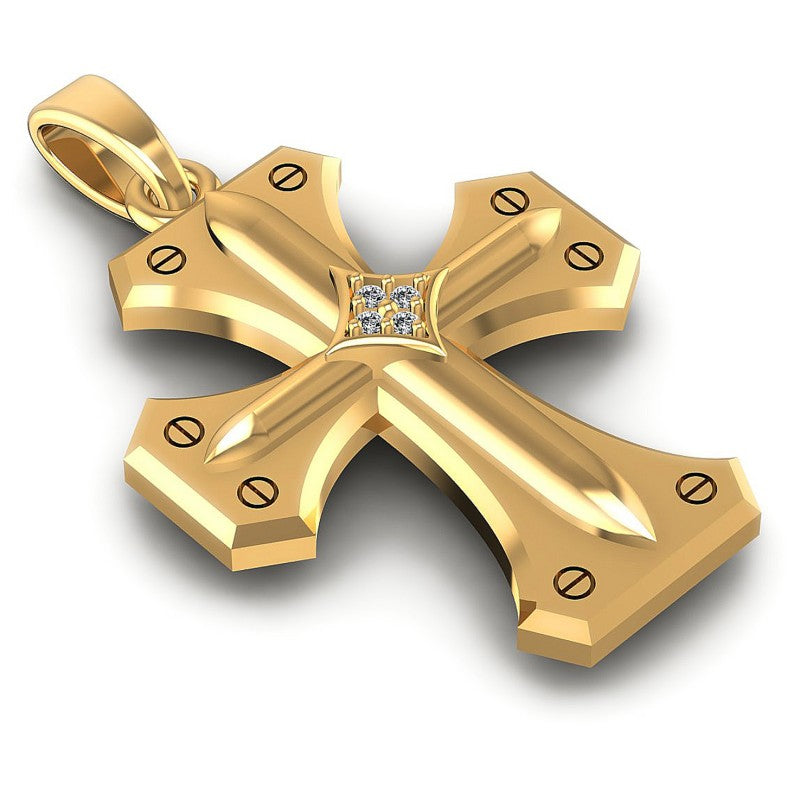 Round Diamonds 0.05CT Religious Pendant in 14KT Yellow Gold