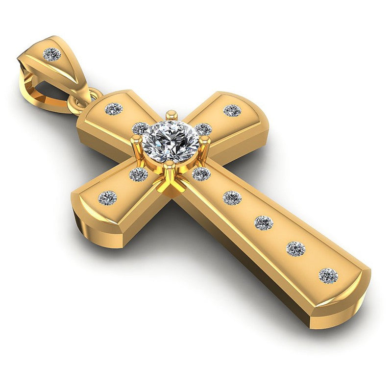Round Diamonds 0.35CT Religious Pendant in 14KT Yellow Gold