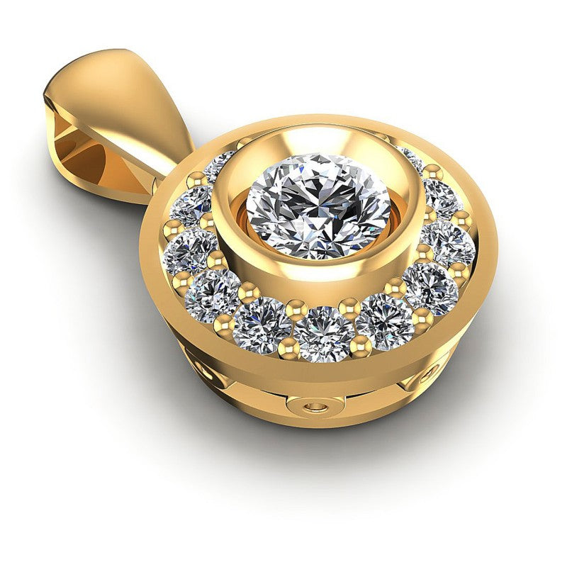 Round Diamonds 0.50CT Halo Pendant in 14KT Yellow Gold