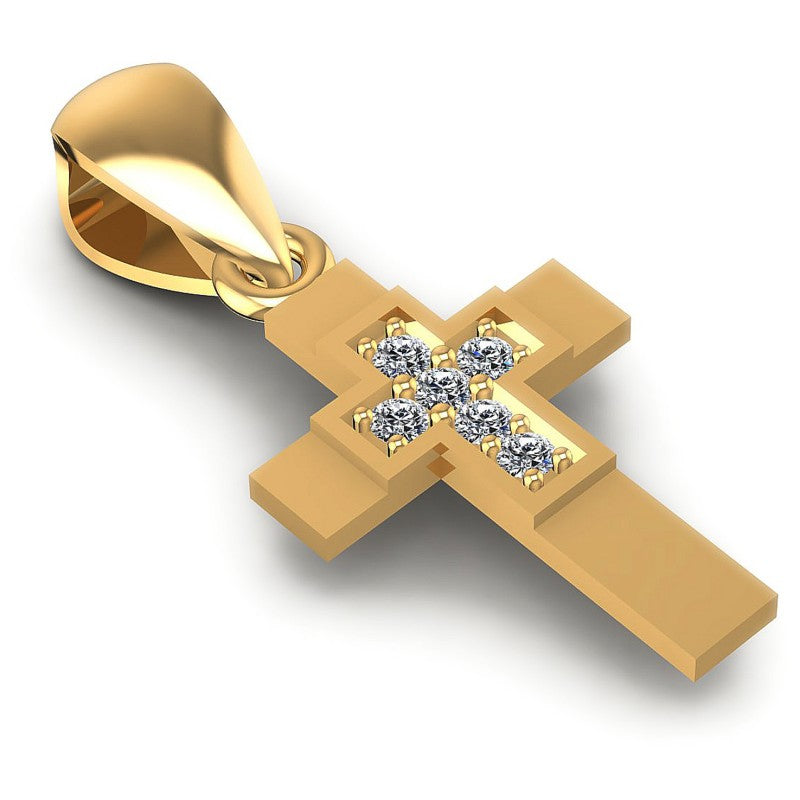 Round Diamonds 0.05CT Religious Pendant in 14KT Yellow Gold