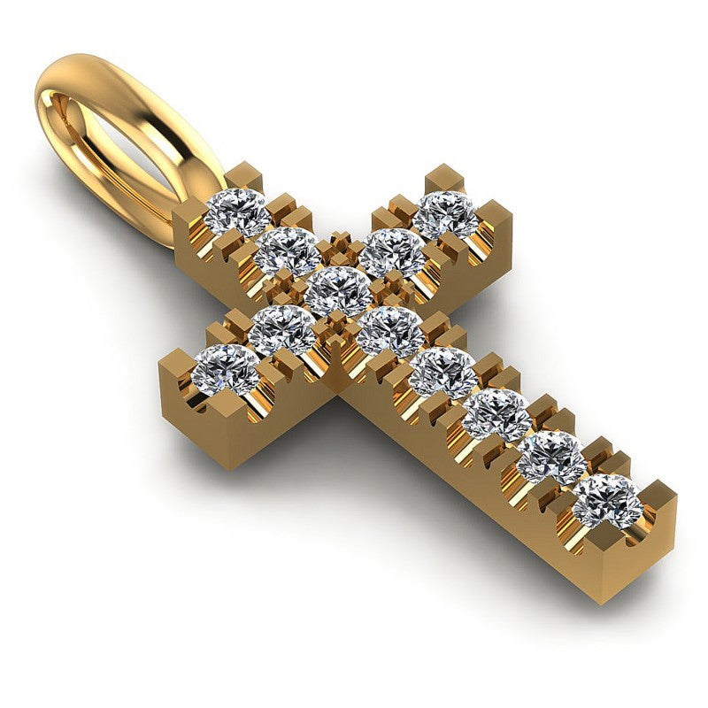 Round Diamonds 0.10CT Religious Pendant in 14KT Yellow Gold