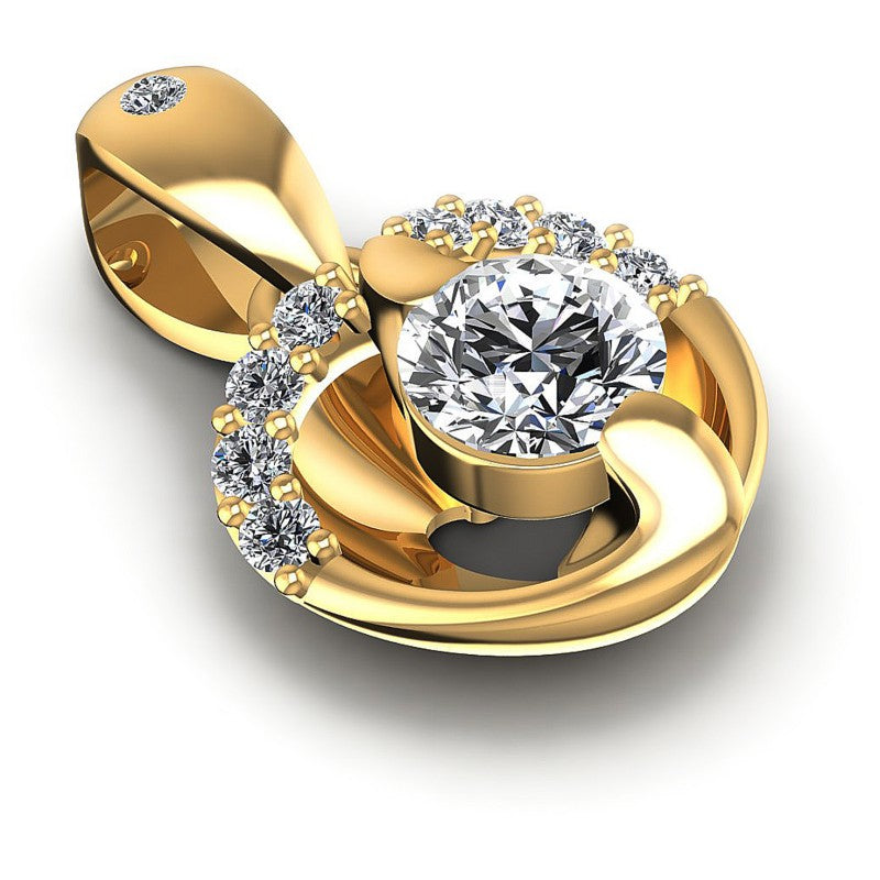 Round Diamonds 0.30CT Heart Pendant in 14KT Yellow Gold